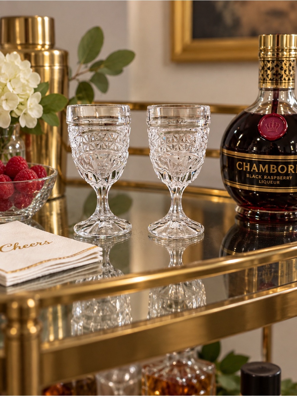 Vintage Cut Crystal Cordial Glasses – Set of 2 – 3.5” Stemmed Liqueur Glasses